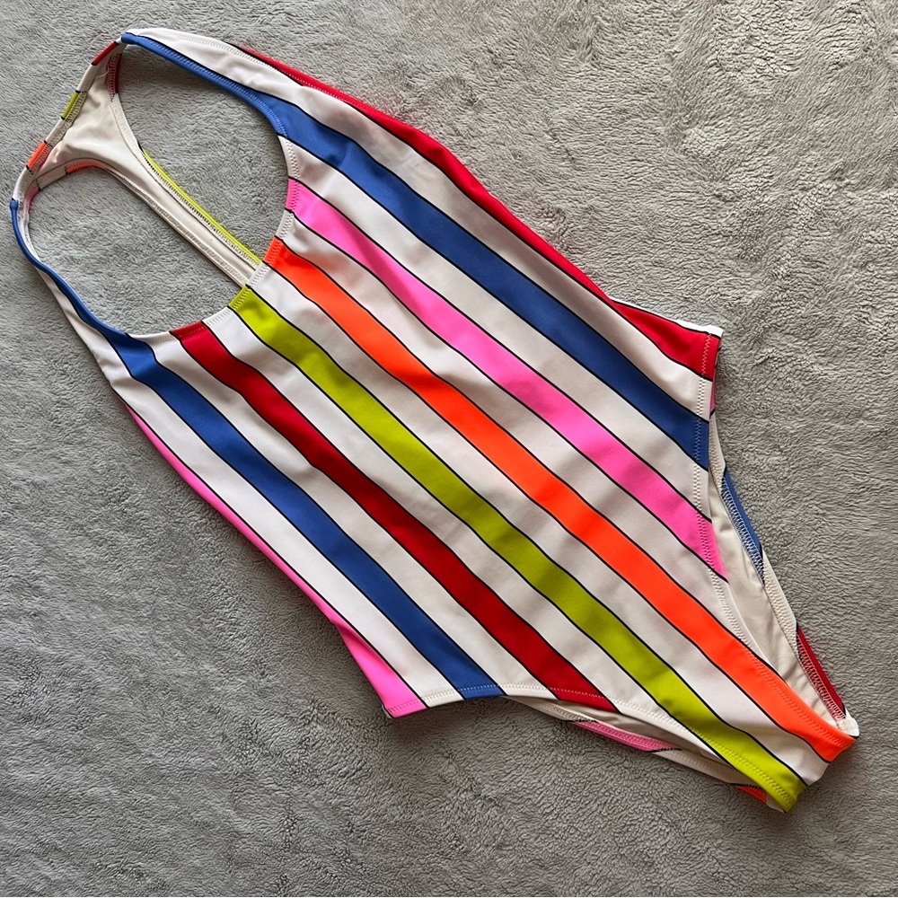 Aerie White and Blue One Piece Swimsuit